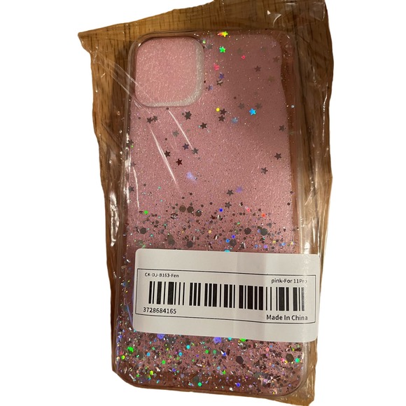 iPhone 11 Pro Snap On Pink Case with Stars and Glitter - Picture 1 of 2